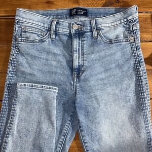 Gap Jeans Women's 6 (Fits 29x27) Blue Denim HIGH RISE LEGGING Stretch Embroider